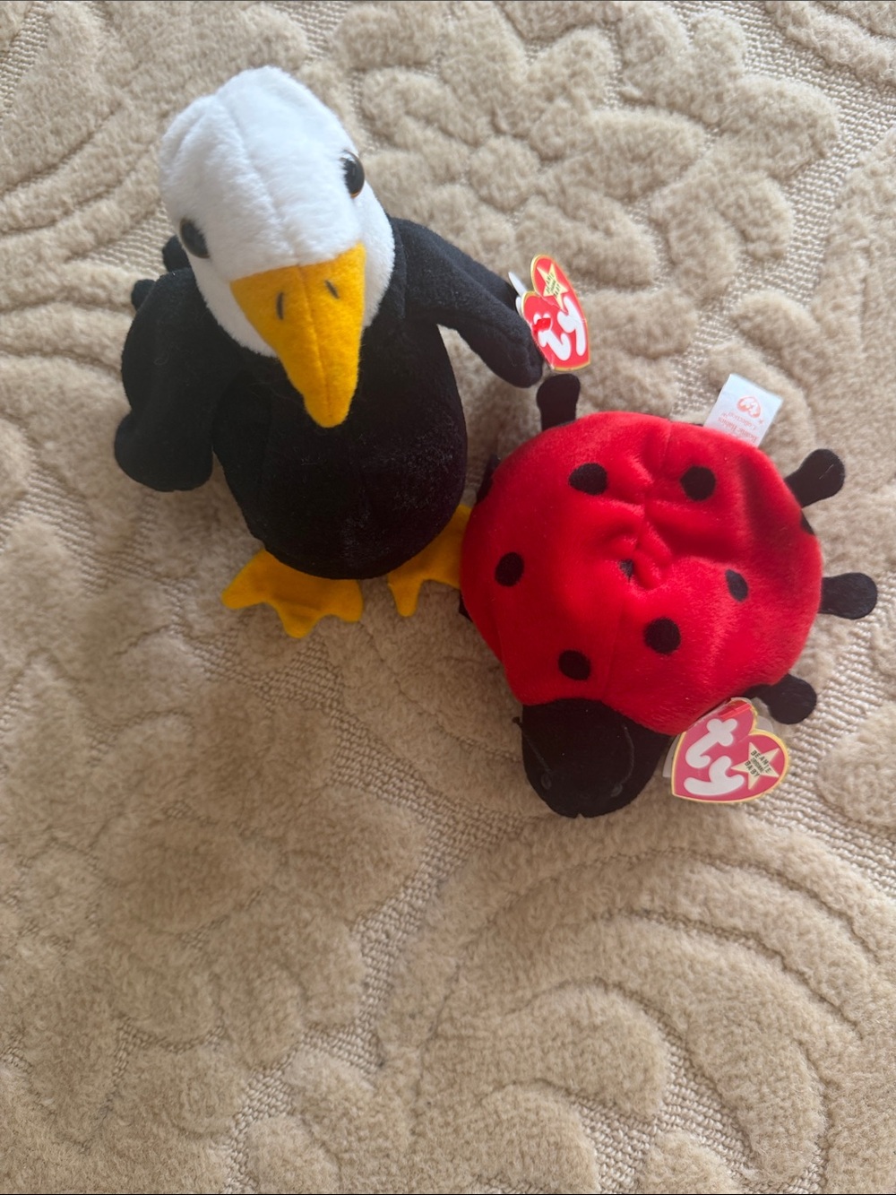 Ty Plush Lucky ladybug and Baldy eagle beanie baby vintage 95-96 great condition